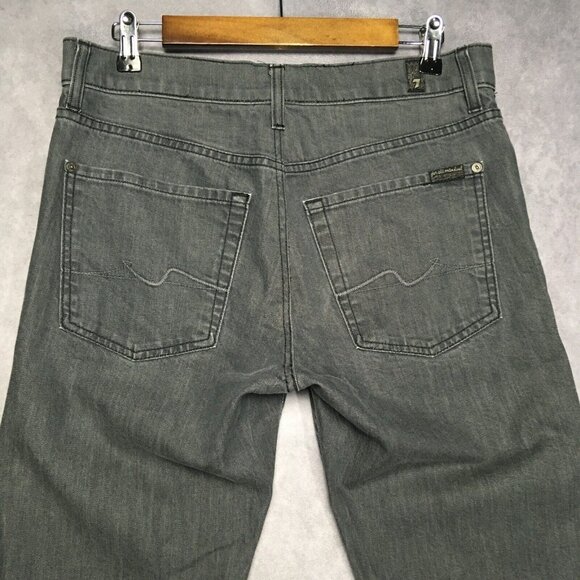 7FAM Mens Standard Slim Fit Gray Jeans size 31x34 Stretch Button Fly (Altered)